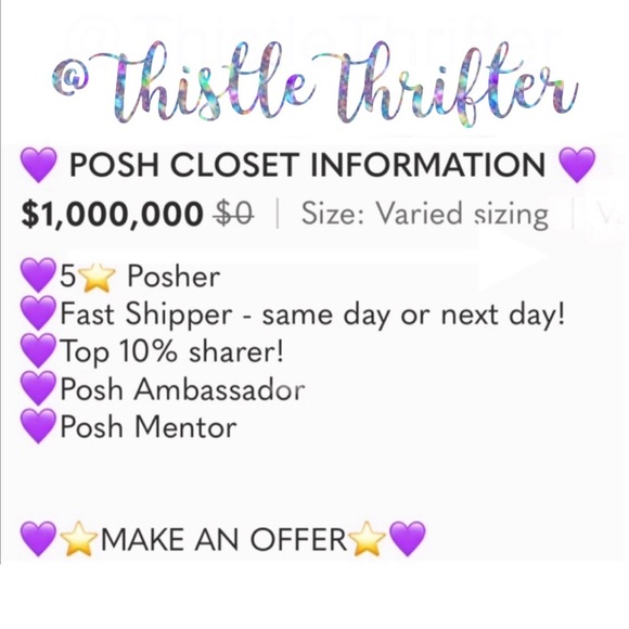 💜 POSH CLOSET INFORMATION 💜 - Picture 13 of 14